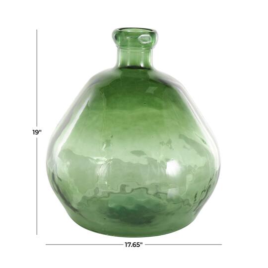 Green Recycled Glass Handmade Wide Ombre Spanish Bottle Vase